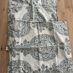 Pottery Barn EURO Pillow Shams Lot of 2 Lucianna Medallion Blue Ivory Cotton Two